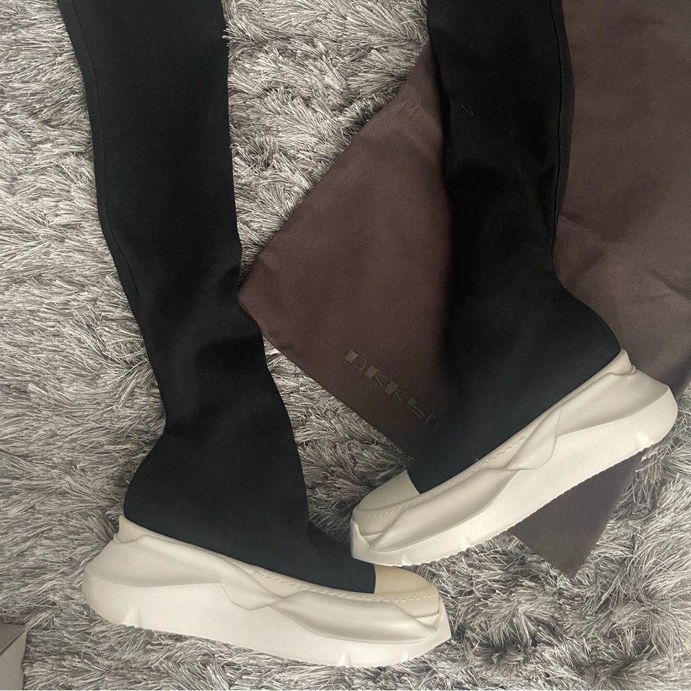 Rick Owens DRKSHDW
Abstract thigh-high boots